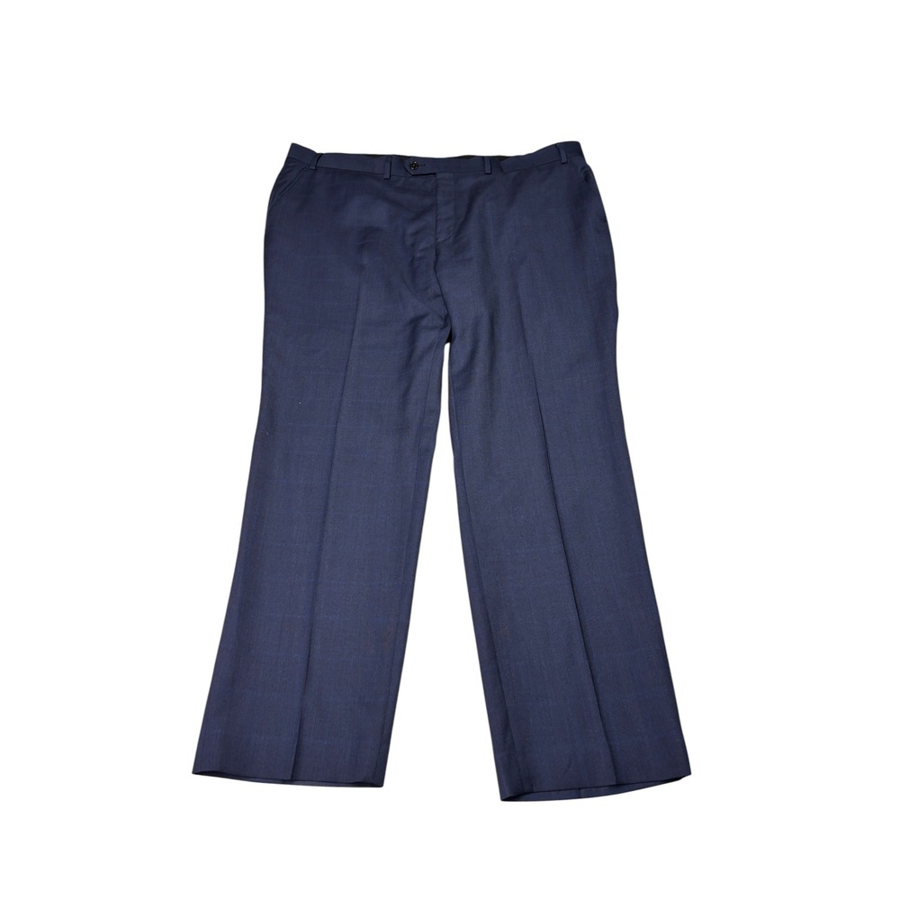 Lauren Ralph Lauren Mens Navy Blue Windowpane Plaid Wool Blend Dress Pants 42x30